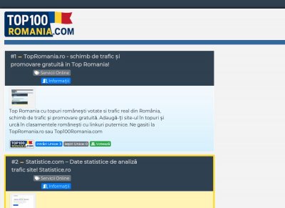 Top100Romania.com - schimb de trafic  și promovare gratuită! TopRomania.ro
